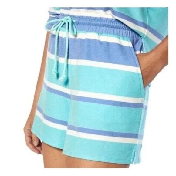 Wildfox Relaxed Fit Super Soft Sweatshirt And Short Lounge Pajama Set L Striped - Picture 6 of 7